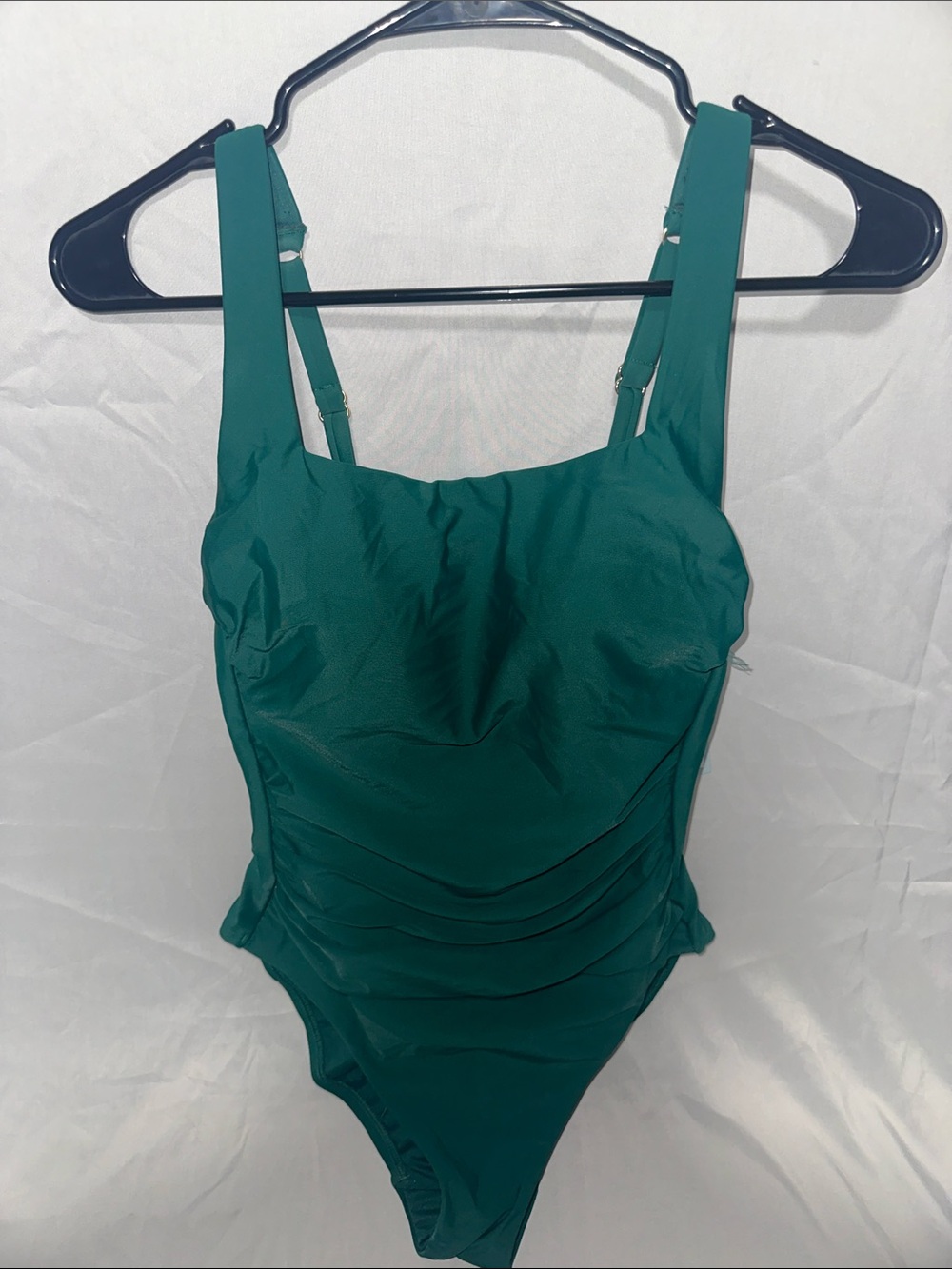Shade & Shore Teal Green Ruching One-Piece Swimsuit